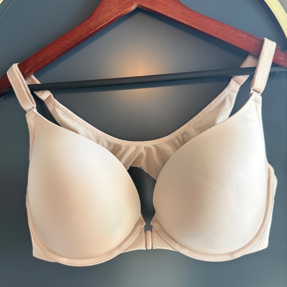 Torrid Womens 38DD XO Plunge Push-Up Front-Close Bra Nude Racerback Everyday